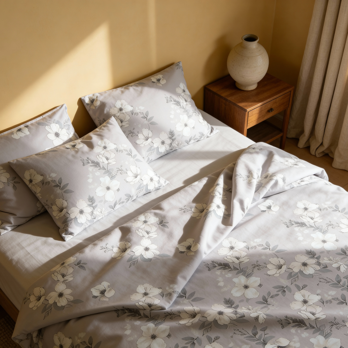 Rankų darbo prabangus Deluxe satino medvilninis patalynės komplektas | Kyoto